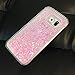 S6 Edge Case,S6 Edge Liquid Case,Crazy Panda 3D Hard Shell Liquid Glitter Sparkle Love Heart Hard Case Cover for Samsung Galaxy S6 Edge (3# pink love)