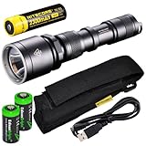 EdisonBright Nitecore MH25 CREE XM-L U2 LED 960 Lumen USB Rechargeable Flashlight, 18650 rechargeable Li-ion protected battery, USB charging cable and Holster with 2 X CR123A lithium Batteries bundle