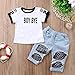 Emmababy Kids Baby Girls T-shirt Tops Summer Autumn Mesh Hole Denim Pants Jeans Harem Leggings Outfits Clothes (White, 6-12M)