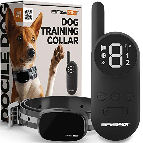 BRISON Dog Training Collar – 3 Modes Beep Vibration Static Shock – Rechargeable Waterproof Anti Bark Collar for Small Medium and Large Dogs with Remote Trainer E-Collar 1000 ft