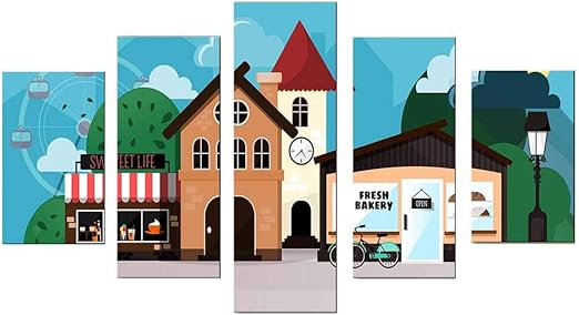 Amazon Com Cartoon Painting House And Tree Cute Style Poster