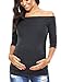 AnnAnn Womens Maternity Tunic Tops Off Shoulder 3/4 Sleeve Classic Side Ruched T-shirt Pregnancy Clothes