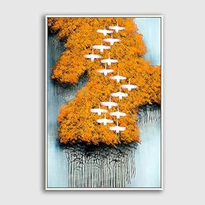 Framed Canvas Home Artwork Decoration Abstract Colorful Scenery Canvas Wall Art for Living Room, Bedroom - 16x24 inches