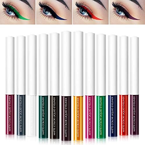 Matte Liquid Eyeliner Set - Hisight 12 Colors Waterproof High Pigmented Colorful Brighten Pigments Eye Liner Pen Set Makeup Eyeliner for women girl (12 PCS)