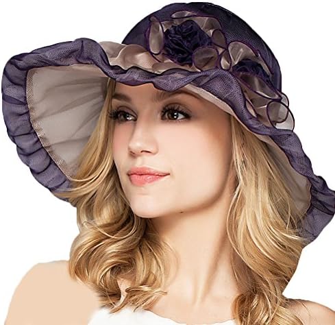 Maitose Women's Wide Brim Mulberry Silk Sun Protection Hat Purple