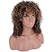 Mildiso Curly Wigs for Black Women Short Curly Wigs Afro Kinky Wig Brown and Black Synthetic Hair Wig 20'' with Wig Cap M030