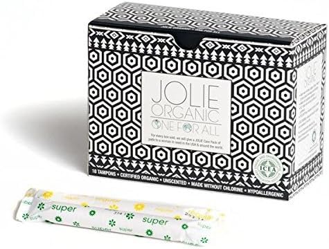 JOLIE ORGANIC Tampons with Applicator - 18 Total- 9 Regular, 9 Super - Black & White Box …