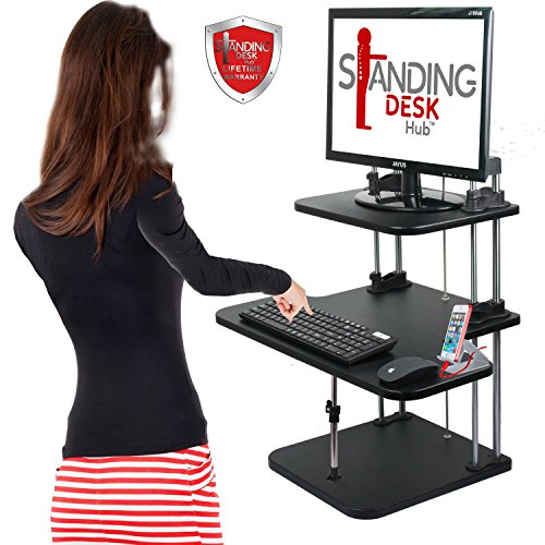 Standing Desk Hub Sit Stand Desk- 2-TIER- Adjustable to any height; Pro
Uplift Computer Workstations for Home and Office Use - Plus LIMITED
OFFER desktop cellphone holder & Standing Desk Health Guide