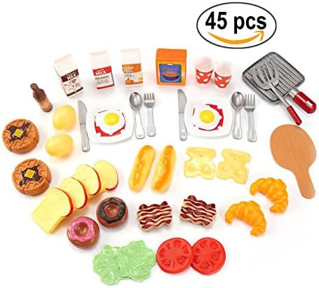 45 pcs Breakfast Toy Food Cooking Set with Griddle and Kettle by Kinder Toys