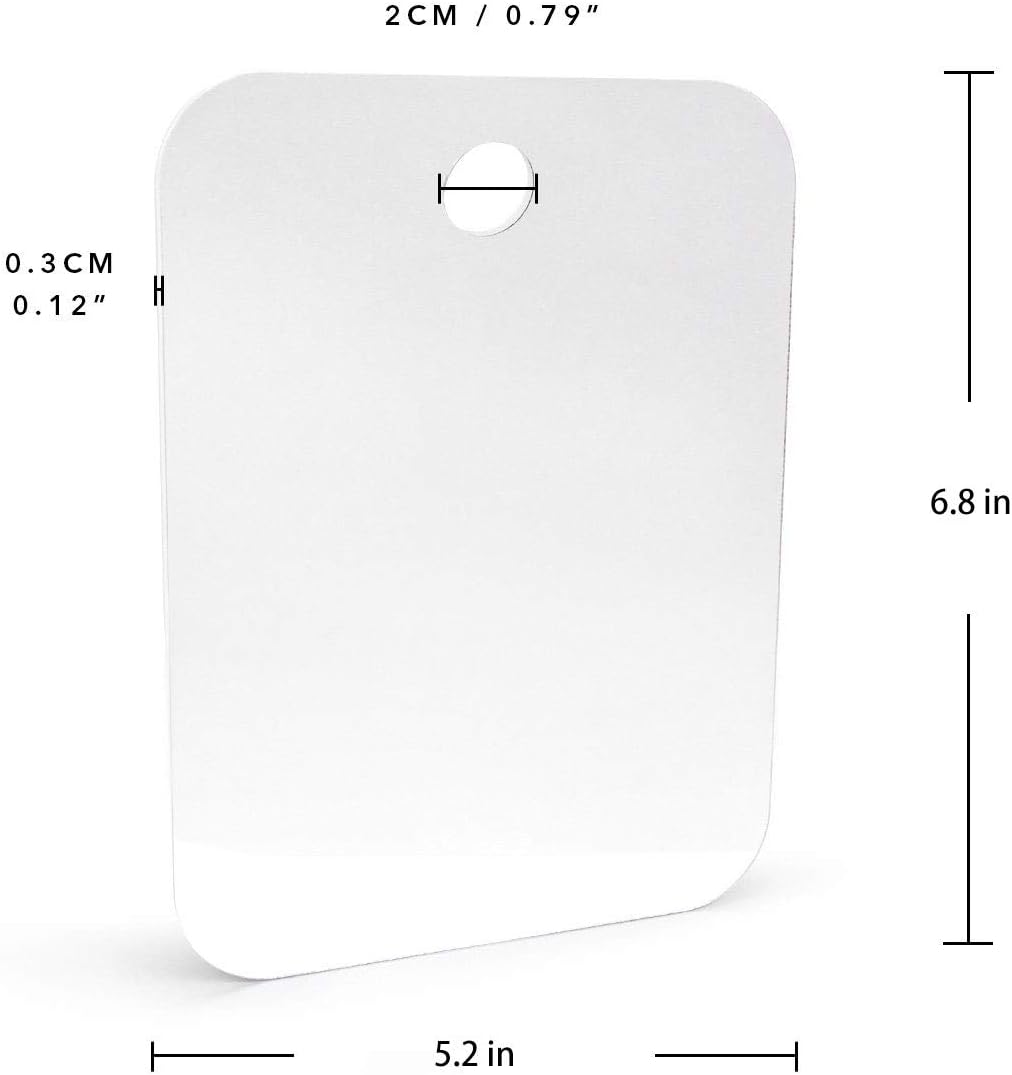 Simple Anti-Fog Shower Mirror | Convenient Sticker Bathroom Shaving Mirror | Permanent Removable Hook | (Medium 6 8) (White) -