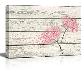 Flowering Pink Blowing in Wind Artworkd- Rustic Canvas Wall Art Home Art - 12x18 inches