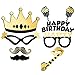 Unomor Birthday Photo Booth Props, Bronzing Rose Gold and Black Funny Happy Birthday Party Favors Supplies Photobooth Props Kit 48Pcs/Pack