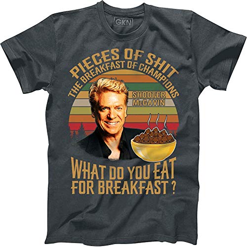 Pieces of Shit The Breakfast of Champions What Do You Eat for Breakfast Shooter McGavin Vintage Retro T-Shirt Happy Gilmore Dark Heather