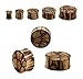 Organic Double Flared Batik Wood Plugs - Sold As Pair - Available in Multiple Sizes (16mm (5/8