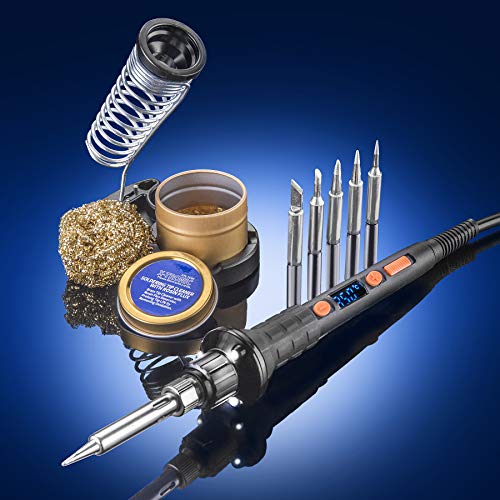 The Remarkable"Triple LED Illuminating" X-Tronic 1010-PRO-ST - 65 Watt Soldering Iron - 5 Extra Solder Tips, 0-99 Min Sleep Func, Digital Correction Func, C/F Conversion, Brass Sponge w/Cleaning Flux - Thumbnail 2