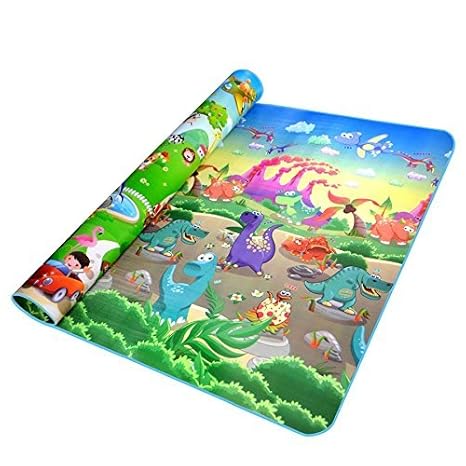 Egab Double Sided Water Proof Anti Skid Play and Crawling Mat for Babies (Multicolour, 5 x 6 ft)