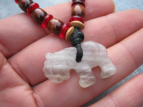 Fluorite Elephant Necklace, Pink Elephant Pendant, Eco Friendly, Adjustable Womens Mens Necklace