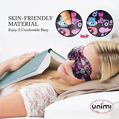 Eye Mask for Sleeping, Unimi Sleep Mask for Men Women, 100% Light Blocking, Comfort and Lightweight 3D Eye Cover, Pressure-Free Eye Shades for Travel, Shift Work, Naps, Night Blindfold(Black+Drawing)