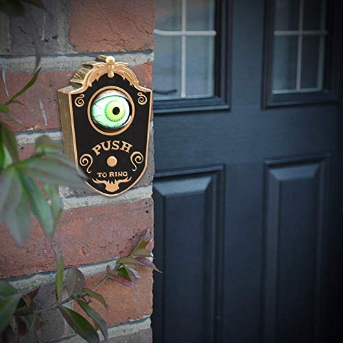 Shan-S Halloween One-Eyed Doorbell Decoration, Scary Ghost's Day Glowing Hanging Piece Whole Door Hanging Doorbell Scary Eyeball Prank Prop Door Knocker with Light & Sound - Thumbnail 7