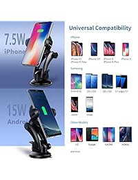 KOAKUMA   Soporte de cargador de coche inalámbrico con abrazadera automática para rejilla de ventilación de coche, con carga rápida de 15 W, compatible con iPhone X XS Max XS XR 8 8 Plus, Samsung Galaxy S10 S10+ S9 S9+ Note 9 8