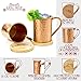 100% Solid Moscow Mule Copper Mugs Set of 2 - Authentic Copper Hammered Cups 16 Oz + FREE Wooden Coasters and Gift Box - Perfect For Ice Cold Mules, Beer, FOOD SAFE