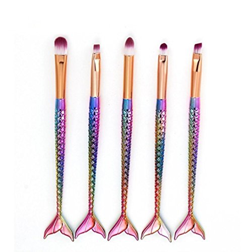 Letdown(TM)5PCS Make Up Brush Multicolor Mermaid Foundation Eyebrow Eyeliner Blush Cosmetic Concealer Brushes (A)