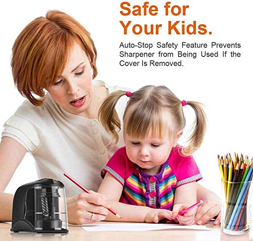 SMARTRO Electric Pencil Sharpener Best Heavy Duty Helical Steel Blade for Artists Kids Adults Colored Pencils - Thumbnail 3