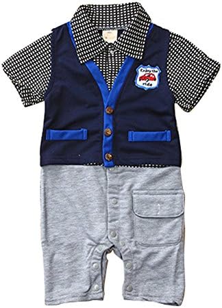 Mandward Baby boys' Infant short Sleeve Romper(13281-95), Blue, 18-24 MOS