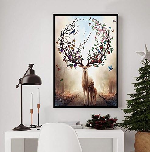 RayMoon DIY Handmade Full Drill Diamond Painting Set Fancy Little Fawn Resin Resin Rhinestone Pasted Cross Stitch for Home Decoration 50*70cm