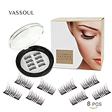 VASSOUL Dual Magnetic Eyelashes-0.2mm Ultra Thin Magnet-Lightweight & Easy to Wear-Best 3D Reusable Eyelashes Extensions (8pcs)