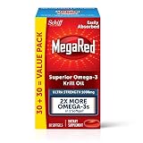 1000mg Omega-3 Krill Oil Supplement, MegaRed Ultra Strength Softgels (60 Count in a Box), Has No Fishy Aftertaste and Has EPA & DHA Plus Antioxidant Astaxanthin