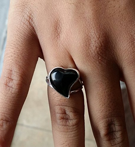 Rings Black Onyx Heart Ring In Sterling Silver Statement