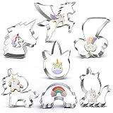 Unicorn Cookie Cutter Set-7 Piece-5 Unicorn Face Head, Rainbow, Shooting Star, Unicorn Fondant Molds for Kids Holiday Wedding Birthday Party