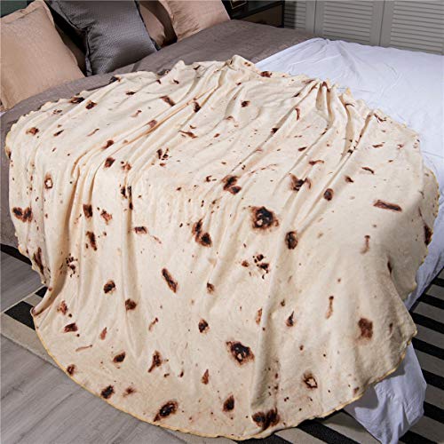 Jorbest Burrito Tortilla Throw Blanket Birthday Gifts for Women Men Teen Boys Girls, Novelty Tortilla Food Blanket Funny Gifts for Adult Kids, 285 GSM Soft Flannel Taco Blanket (Yellow, 60 inches)