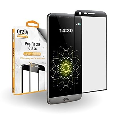 Orzly® -3D Pro-Fit Glasdisplayschutzfolie für das LG G5 Titan (2016 Model H850) – 3D Glasschutzfolie / Panzerglas mit abgerun