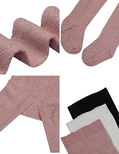 Baby Toddler Girls Tights 3 Pack Knit Cotton Dance Leggings Pants for Infant Girl Stockings (style C ripple, 0-6 month)
