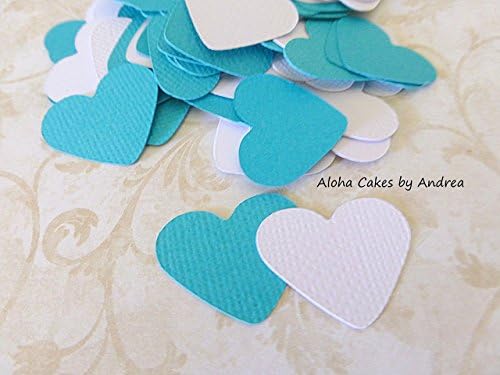 Heart Confetti, Teal/Turquoise and White, Its A Girl/Boy, Sweet Baby Shower, Modern Wedding Decorations, Table Confetti, Bridal Shower, 1st Birthday Ideas, Gender Neutral, 1 inch, Set of 150