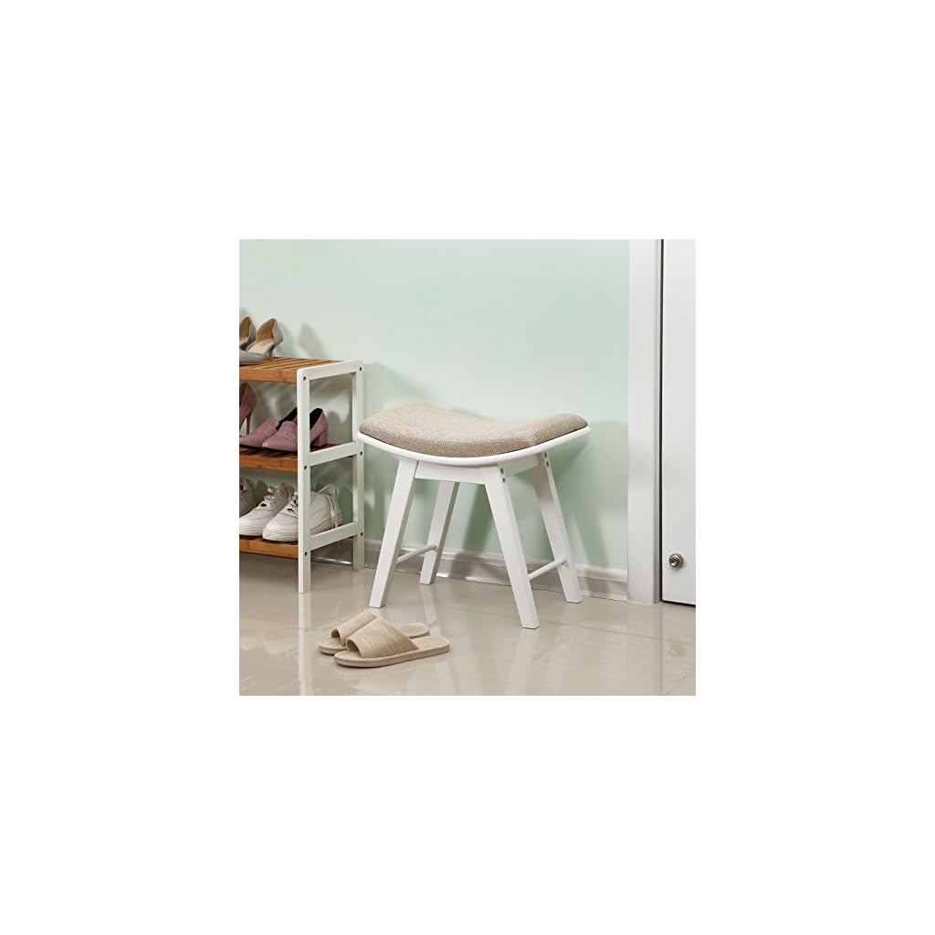 SONGMICS Schminkhocker Polsterhocker Sitzhocker Holzhocker Hocker für