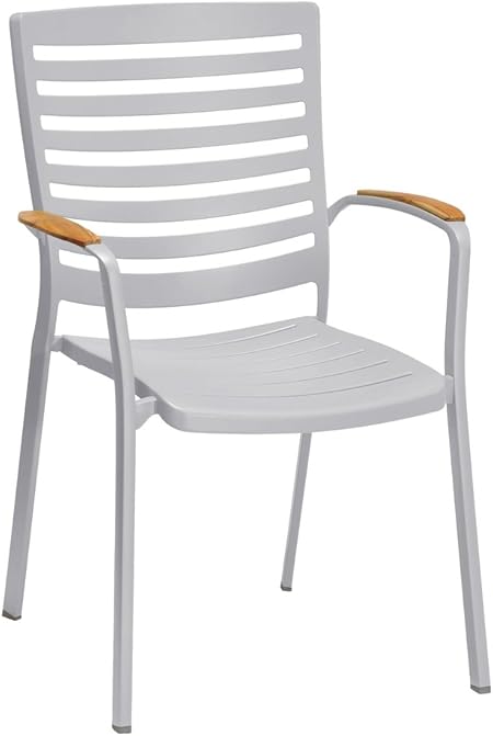 Dehner Stapelstuhl Bergen Ca 89 X 62 X 63 5 Cm Fsc Teakholz Aluminium Grau Amazon De Garten