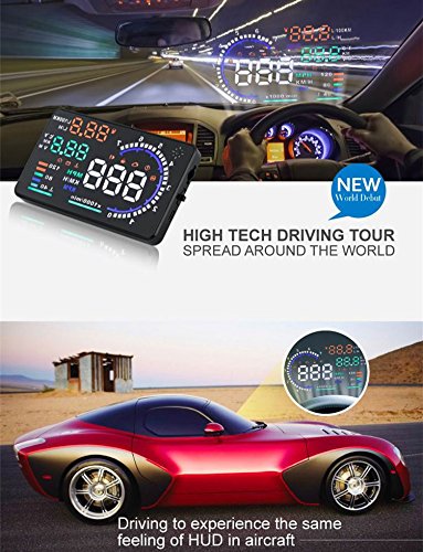 AUTOLOVER A8 5.5 inch OBD II Car Windshield HUD Head Up Display with Speed Fatigue Warning RPM MPH Fuel Consumption - Thumbnail 4