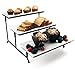 Food Serving Tray Set: 3 Tier Metal Display Stand with 3 White Rectangular Stoneware Platters | Perfect for Party Foods, Desserts, Cakes & Cupcakes by Chef's Medal primary