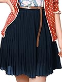 Allegra K Women High Waist Fully Lined Pleated Skirt w Belt