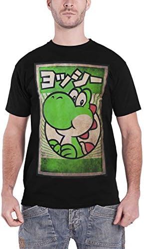 Nintendo T Shirt Propaganda Poster Yoshi Super Mario Official Mens Black