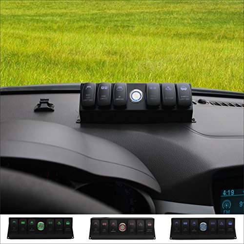 Voswitch Universal 6-Switch Pod/Panel in Blue Backlight with Control and Relay Box Fits Truck,UTV, Jeep and Boat(Comes with 12 Switch Covers)