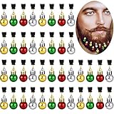 Gejoy 36 Pieces Christmas Beard Bells Colorful Beard Decorations Facial Ornaments Hair Baubles, 4 Colors