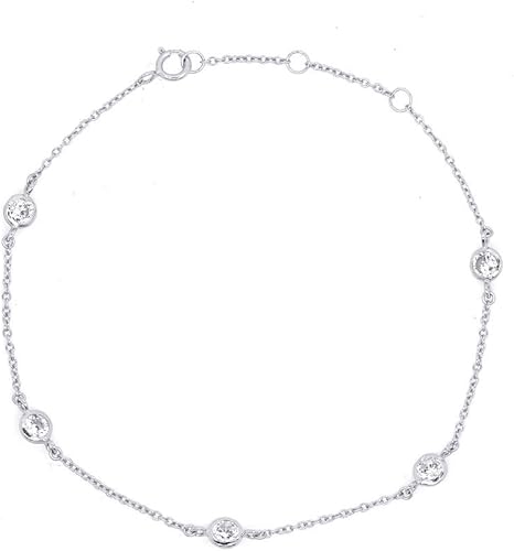 Amazon Gift From New York ブレスレットレディース プラチナ 加工 1 5ct ベーゼル シルバー925 金属アレルギー対応 女性 プレゼント ジュエリー 通販