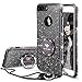 OCYCLONE Cute Glitter Case with Ring Compatible with iPhone 8 Plus 7 Plus for Women Girl, Black
