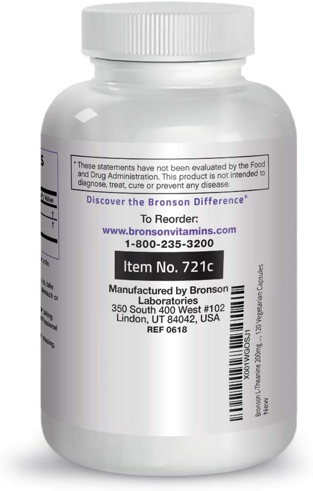 L-Theanine 200mg (Double-Strength) with Passion Flower Herb - Reducing Stress and Promoting Relaxation Without Sedation - Non GMO, 120 Capsules: Health & Personal Care