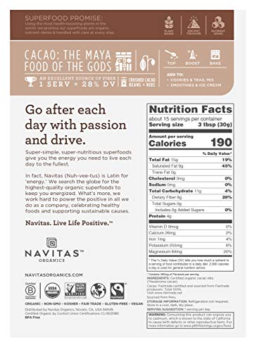 Navitas Organics Cacao Nibs, 16 oz. Bags (Pack of 2) - Organic, Non-GMO, Fair Trade, Gluten-Free - //coolthings.us