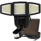 Solar Lights Motion Sensor, Costech 182 LED 1000 Lumens Outdoor Sensor Light Weatherproof Triple Dual Head Outdoor Motion Sensor Fire Flood Light, Ultra-Bright for Patio, Deck, Yard, Garden, Driveway